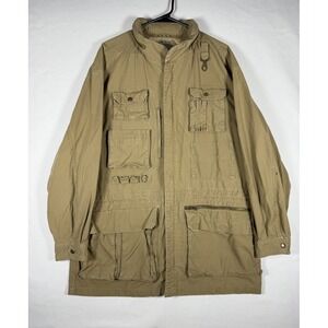 Vintage Banana Republic Jacket Mens Large Khaki Safari Travel Hooded Cotton 80s